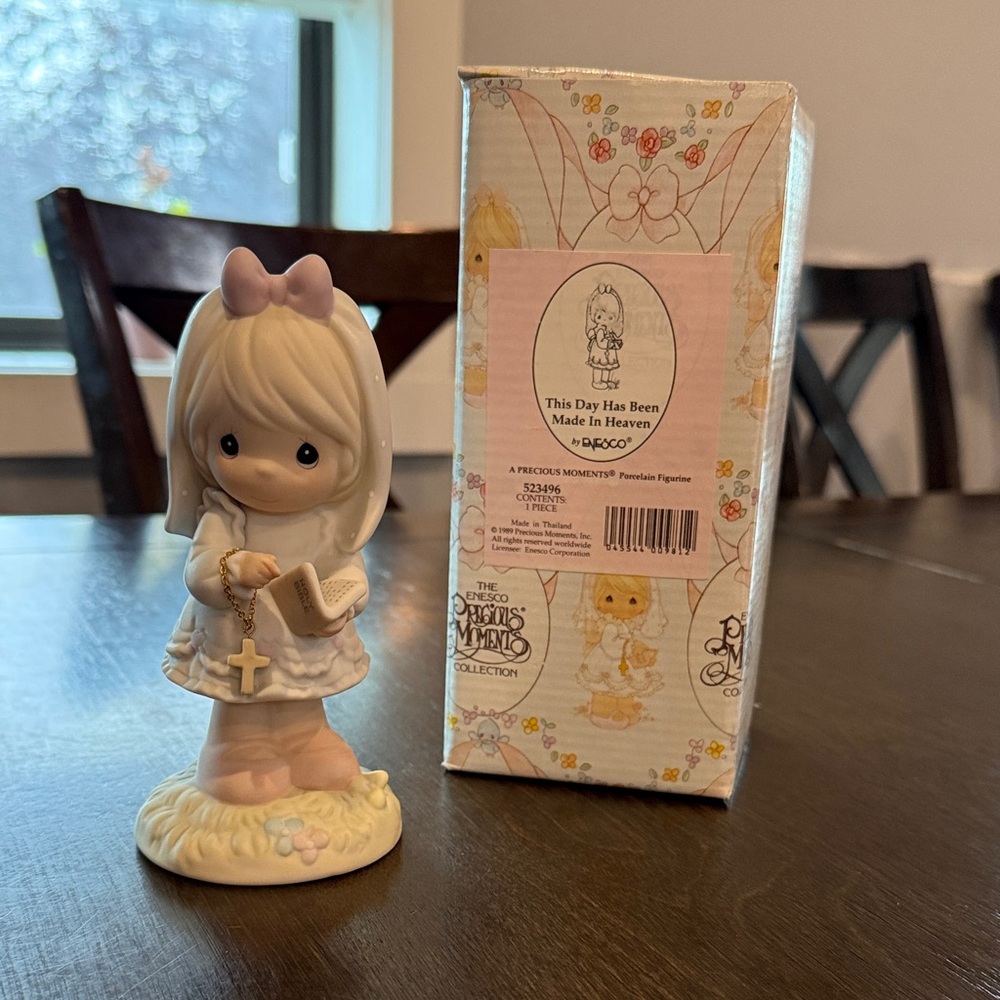 Precious Moments Blonde Figurine with Pink Bow